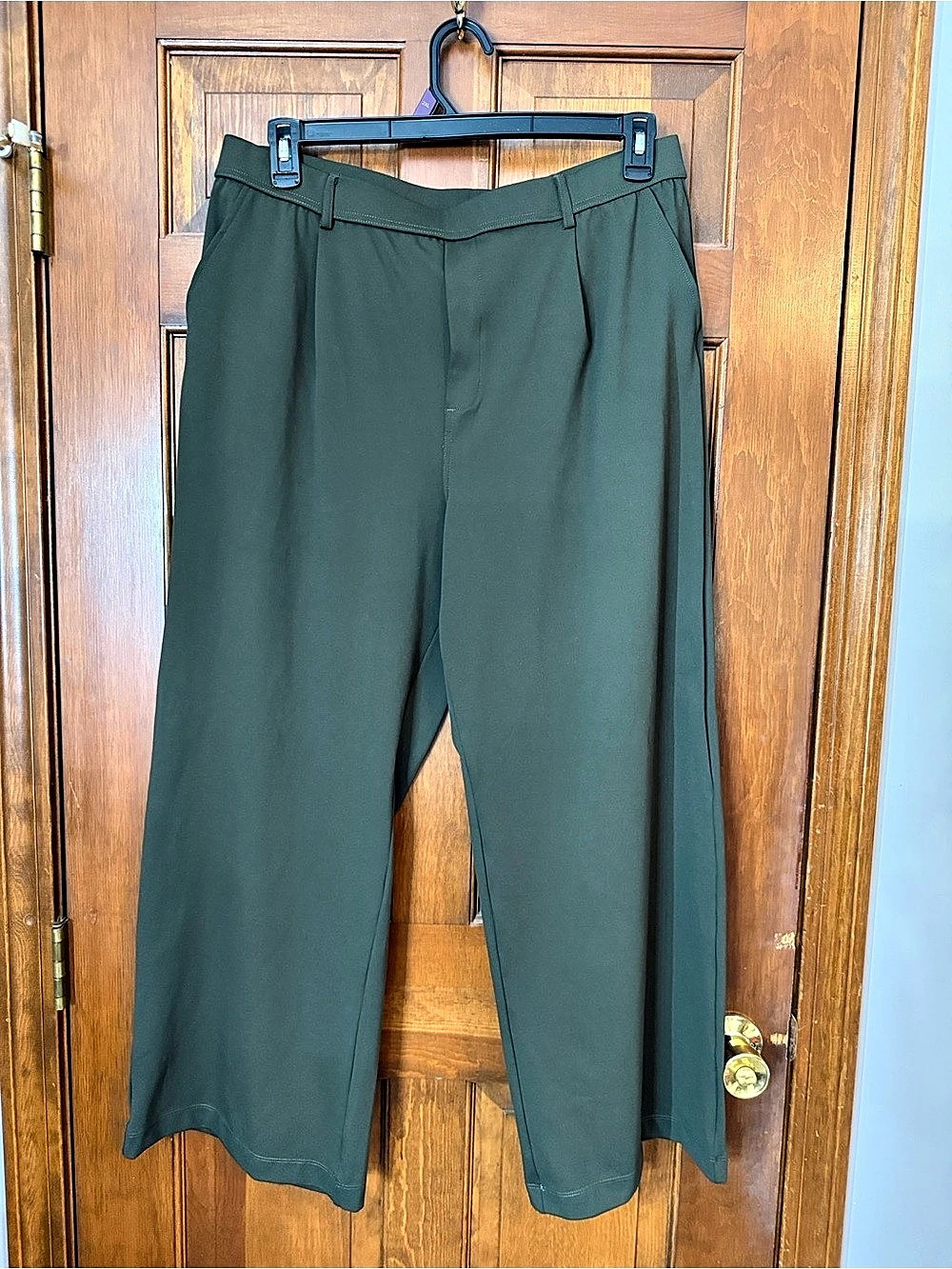 Halara Flex High Waisted Pocket Wide Leg Waffle Work Pants Green Waist XL